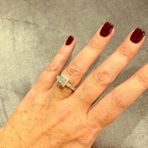 Zales 10k White Gold quad diamond engagement ring